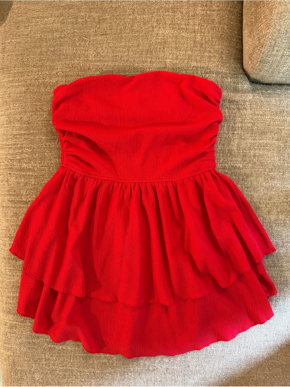 Women’s Strapless Red Tiered Mini Dress